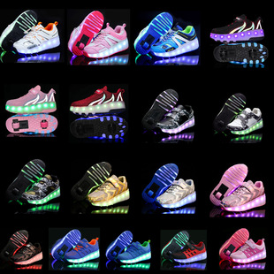 Детская одинокая -Wheel Runaway Shoes Student Fashion Light Shoese USB -зарядка