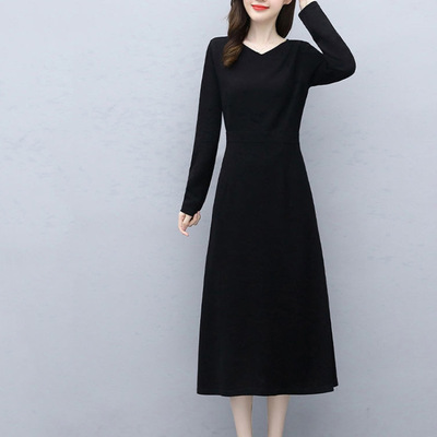 Cross border AliExpress new pattern Easy fashion By age Show thin Goddess van Long sleeve temperament Versatile Dress Amazon