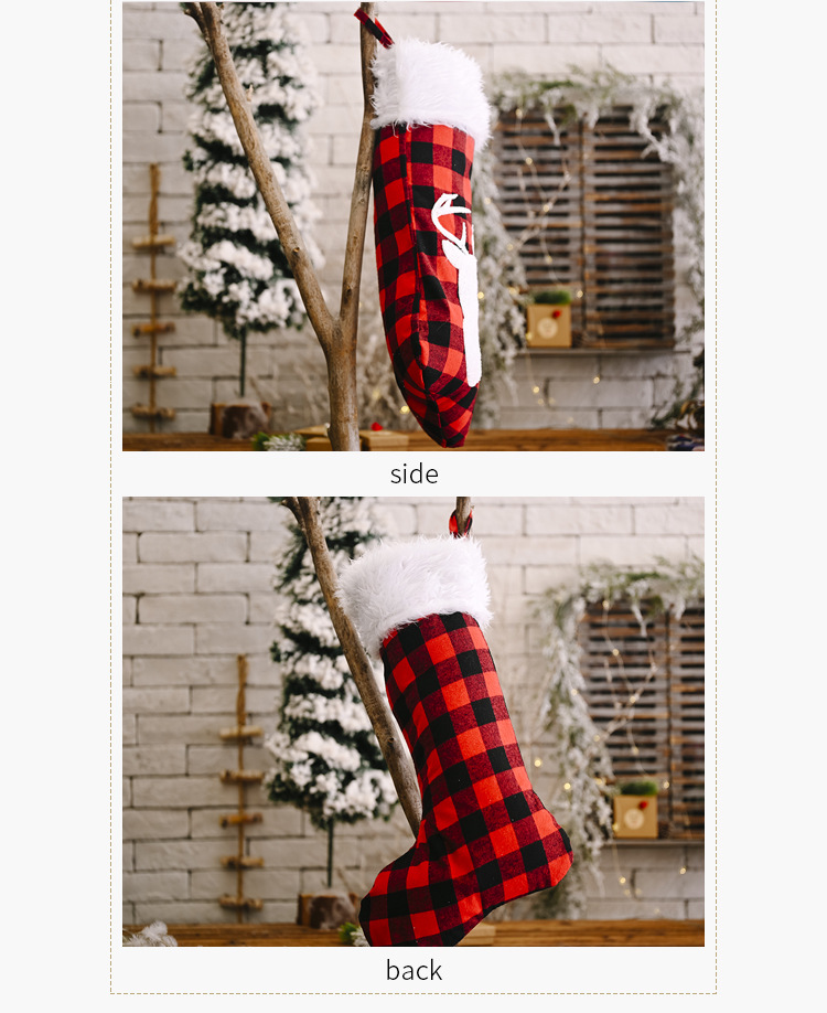 Red And Black Plaid Christmas Socks Tree Pendant display picture 2