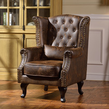 美式乡村风格家具小户型休闲椅单人沙发椅布艺沙发老虎椅现代简约