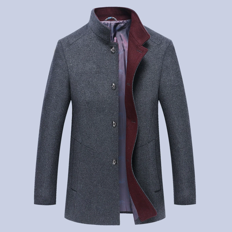Мужской модный шерстяной плащ, новинка весны, деловой приталенный Молодежный шерстяной плащ средней длины, пальто в Корейском стиле