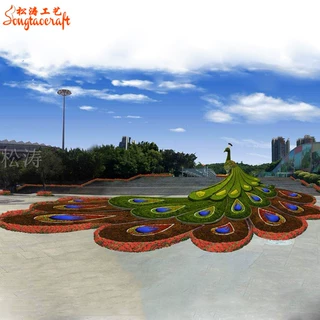 公园仿真动物绿雕孔雀造型定制工艺品五一劳动节仿真植物绿雕景观