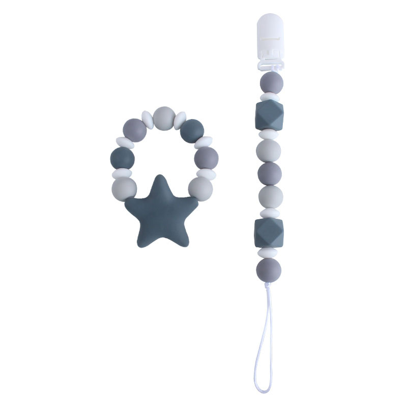 Bebé clip de chupete de plástico bebé calmante de silicona estrella de cinco puntas pulsera molar chupete cadena Amazon nuevo