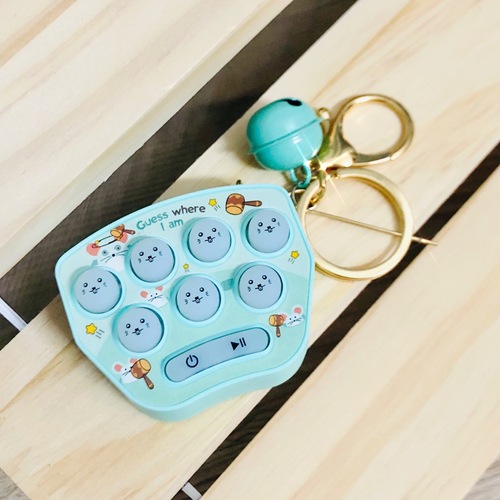 Children's handheld whack-a-mole game machine keychain nostalgic hanging decoration toy school stationery store hot sale 