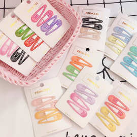 一卡4只装~5cm滴油金粉撒粉bb夹网红ins少女心发夹马卡龙色水滴夹