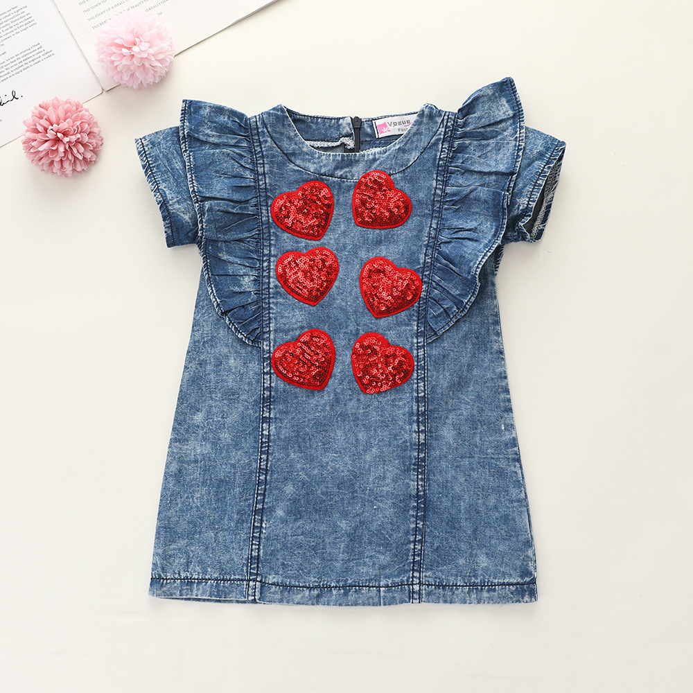 Girls new denim dress summer children's...