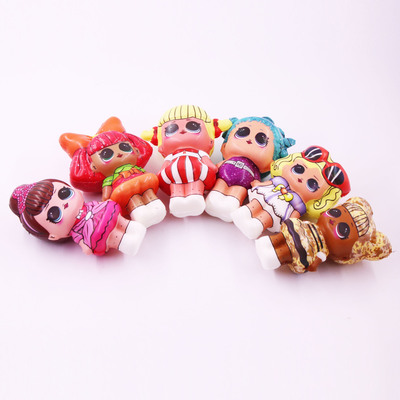 爆款 squishyPU慢回弹全彩印卡通惊喜娃娃6个组合发泡发泄捏~玩具|ms