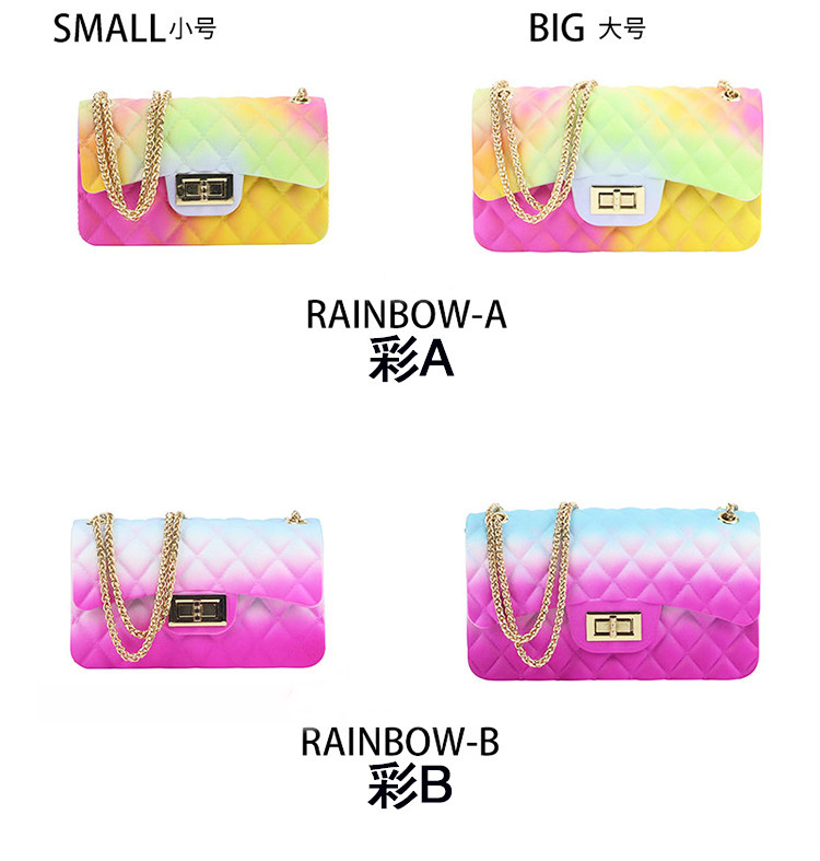 Clearance gradient graffiti colored jelly bag, diamond-shaped chain bag, small square bag for export, single-shoulder bag, crossbody bag undefined