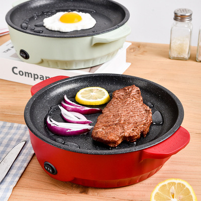 厂家直销外卖电烤盘不粘多功能1-2人烤炉迷你韩式烤肉盘打印LOGO