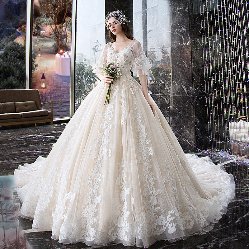 Wedding Dress 2025 New Style Bride Elegant Socialite Petite Forest Style Plus Size Maternity Train Dress Large Skirt Wedding Dress 2025 New Style Bride Elegant Socialite Petite Forest Style Plus Size Maternity Train Dress Large Skirt