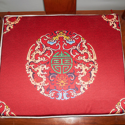 中国风创意新中式印花古花红木坐垫古典实木餐椅圈椅防滑海绵垫