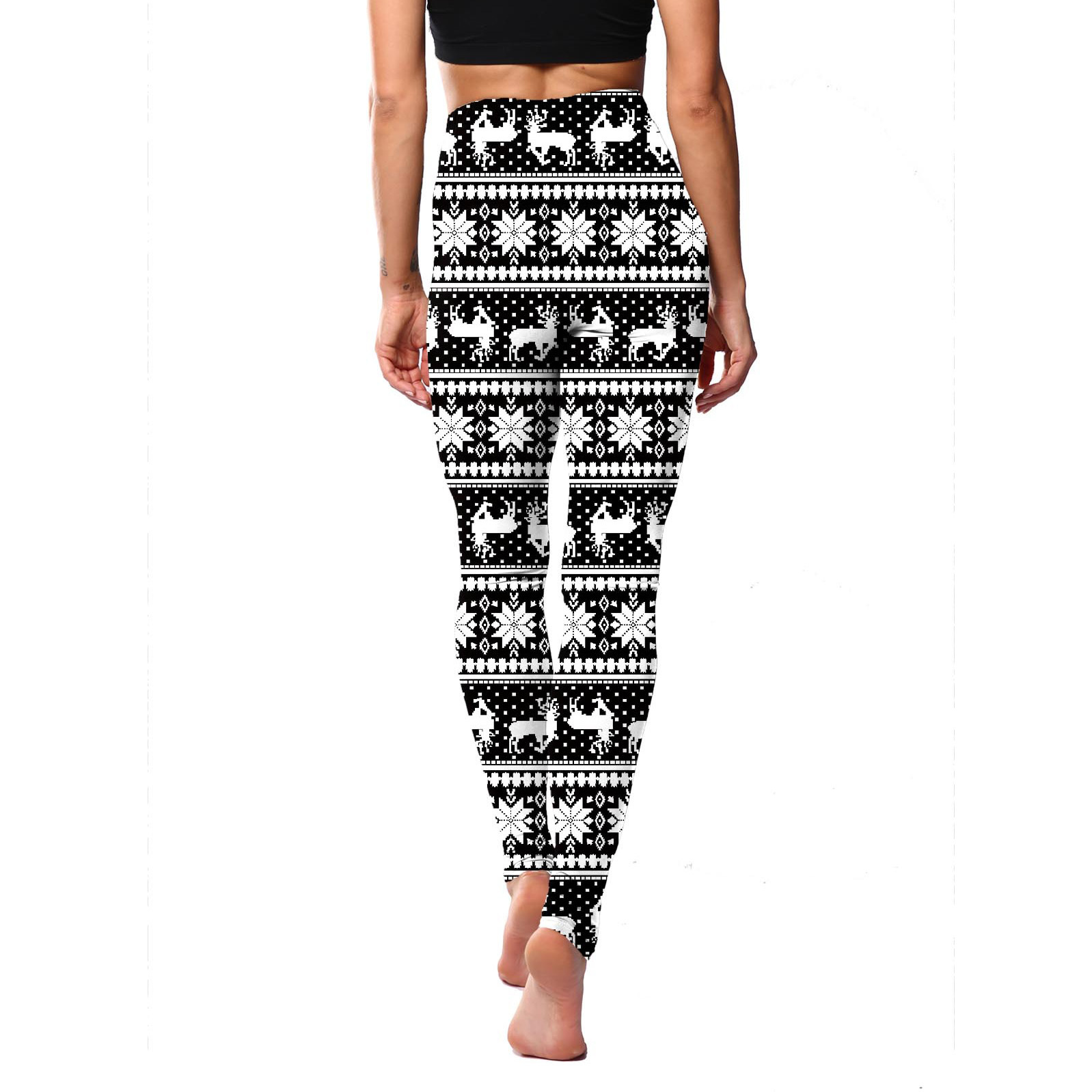 182g Weight Ankle-Length Pants Length Spandex, Polyester Fabric Type High Waist Waist Line Leggings Pants Type Stretchy Elasticity Daily Occasion Breathable Function Skinny Fit Type Christmas Festival Snowflake Pattern Winter, Autumn Season Women'S Gender Simple Style Style Women'S Daily Simple Style Snowflake Ankle-Length Leggings 20