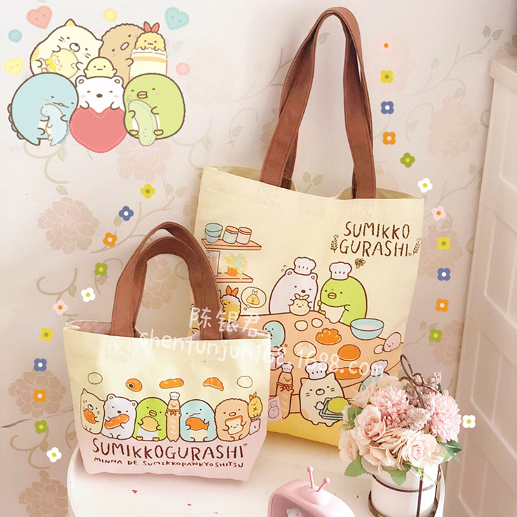 日系加厚帆布包饭盒袋手提袋团子升物手拎包便当包