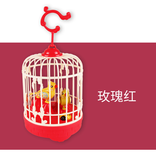 Voice-activated induction small birdcage, electric bird sound simulation bird song street stall hot sale, voice-activated birdcage, birdcage toy