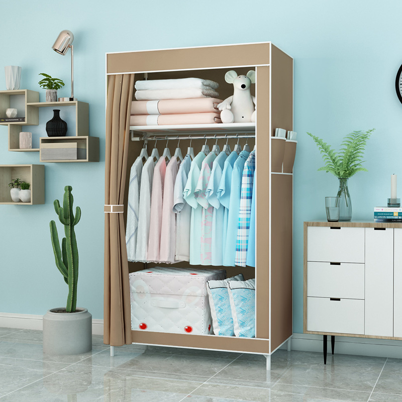 Tallable Simple Wardrobe Dormitory Assembly Layered Wardrobe Single Small Rental Room Wardrobe Folding Layered Storage