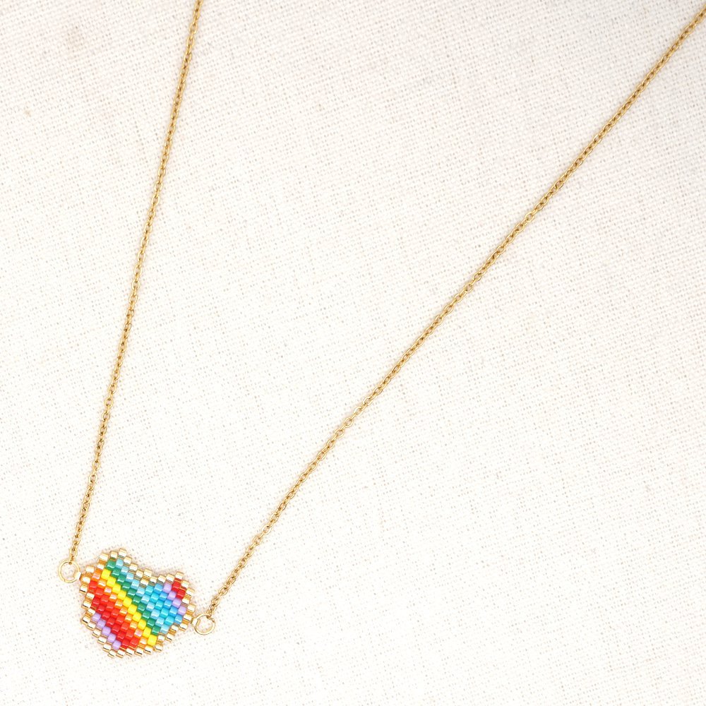 Wholesale Jewelry Bohemian Rainbow Heart Pendant Necklace Nihaojewelry display picture 3