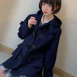 JK制服秋毛呢外套女羊毛大衣日本代购同款duffle coat wollen