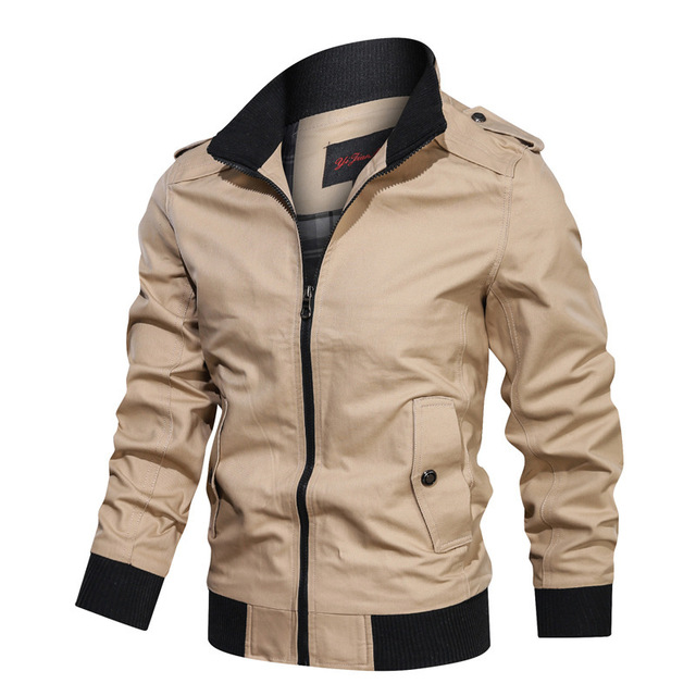 Youth Korean jacket slim stand collar solid color work coat for men