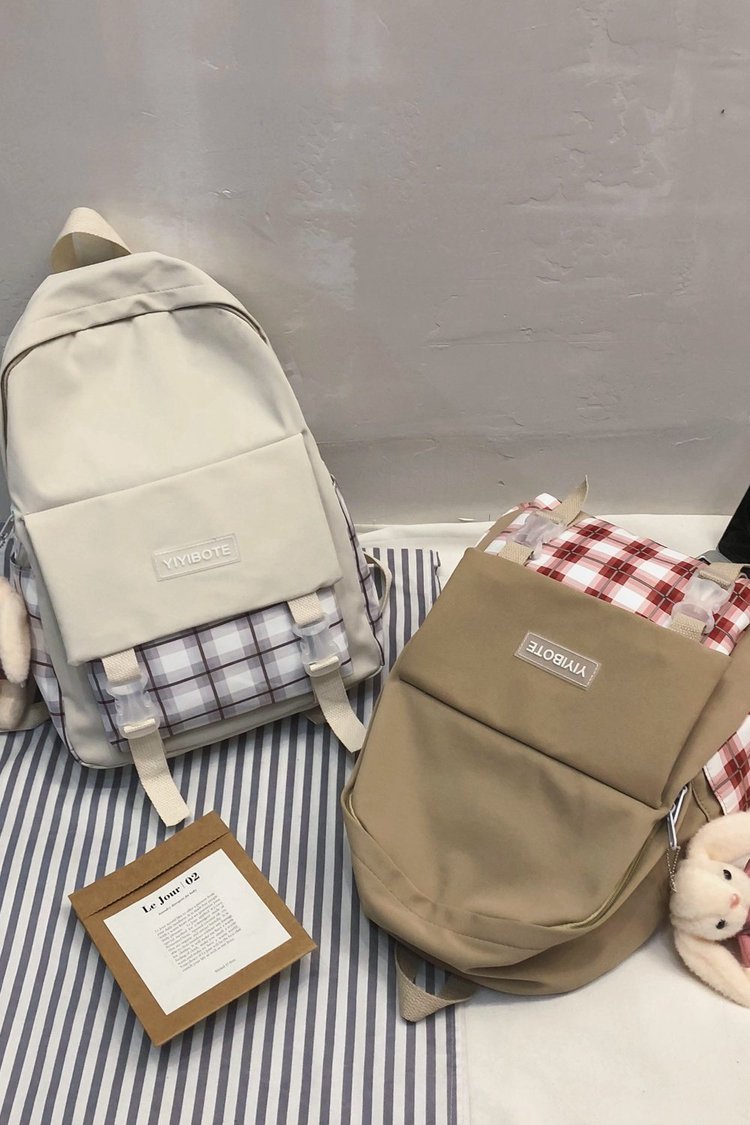 Schoolbag Korean Fashion Harajuku Cute Girl Student Small Fresh Contrast Color Plaid Backpack  Wholesale Nihaojewelry display picture 53