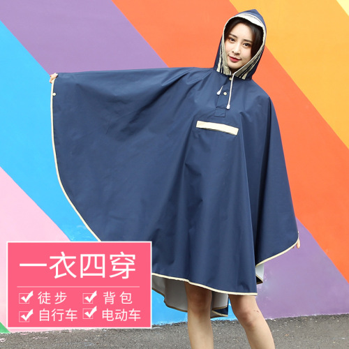 Bicycle Raincoat Women's Clothes Style Daily Korean Fashion Portable Riding Middle School Student Waterproof Single Person Bicycle Fashion Raincoat 