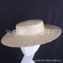 麦秆大檐沿遮阳太阳帽旅游度假海边防晒装饰沙滩草编帽子帽胚