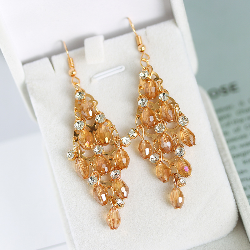 Simple New Multi-layer Hollow Geometric Crystal Earrings Wholesale display picture 6