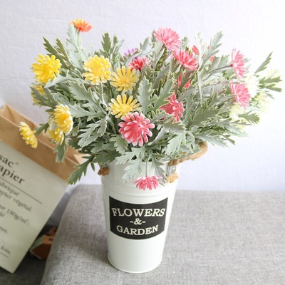 仿真植絨銀葉菊 塑料荷蘭菊 波斯菊家居婚慶攝影道具裝飾仿真花