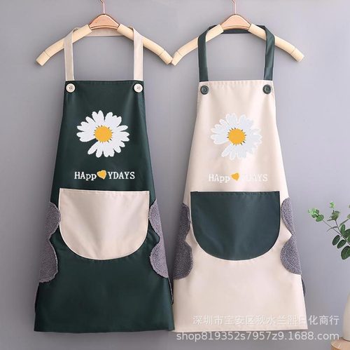 Kitchen apron household waterproof and oil-proof hand-wipeable apron for women creative apron for cooking adult men's work clothes custom printed