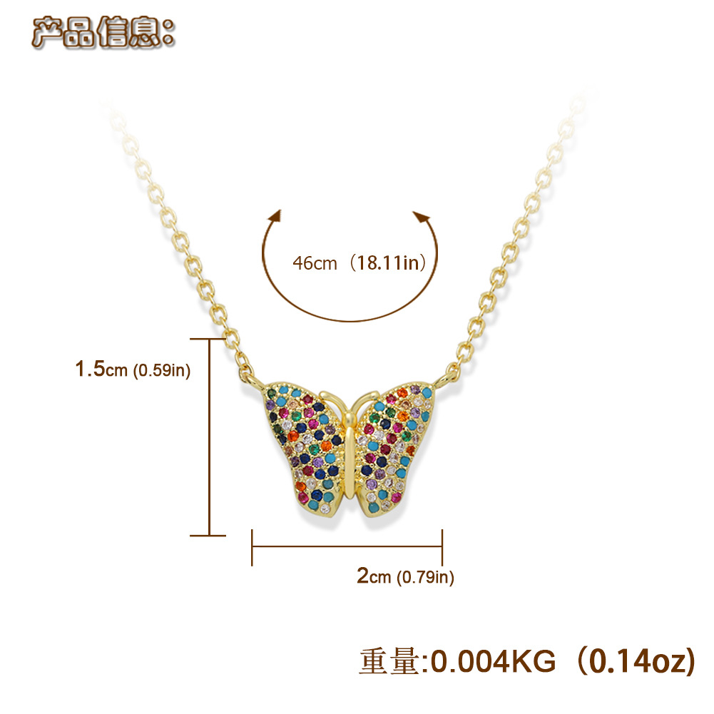 Korean Fashion  Copper Inlaid Zirconium Butterfly Simple Creative Fashion Full Diamond Luxury Copper Necklace Wholesale display picture 37