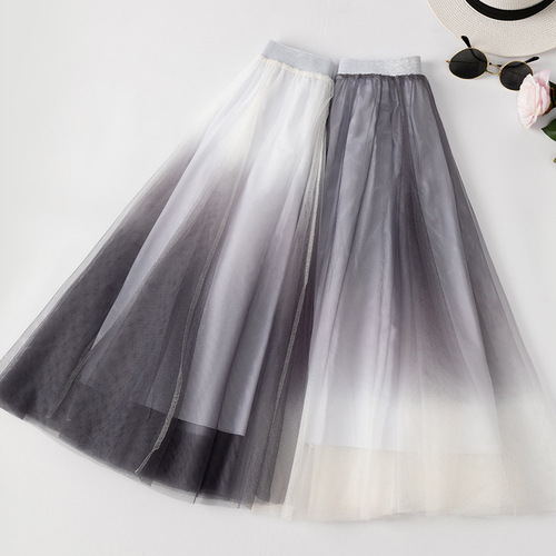Modern square dance clothing, new mesh gradient skirt, basic training ballet training clothing, adult dance performance clothing