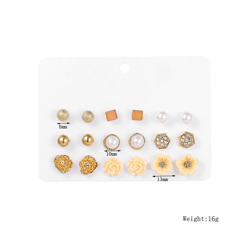 Geometric Plating Alloy Artificial Gemstones Earrings Ear Studs display picture 5