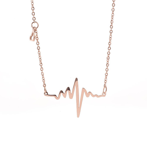 ECG Love Short Pendant Necklace Personality Simple and Versatile Clavicle Chain Women's Fashionable Temperament Necklace Women's Accessories