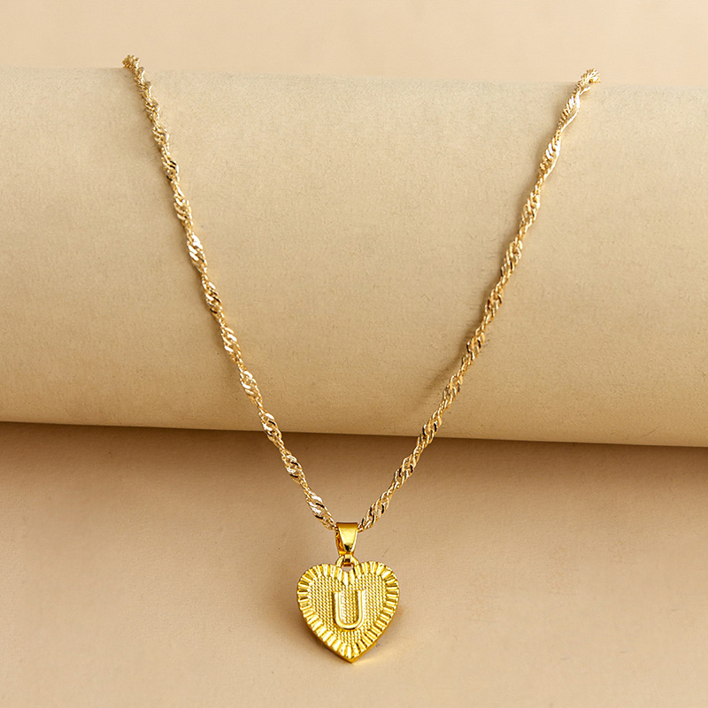 Simple Style Letter Heart Shape Alloy Plating Women's Pendant Necklace display picture 22