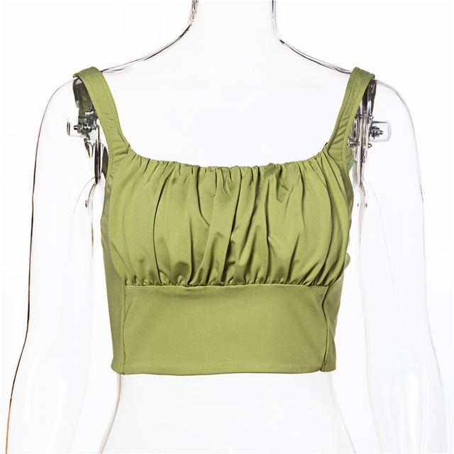 Women’s sleeveless top with pleated sexy suspender vest and European and American women’s wear