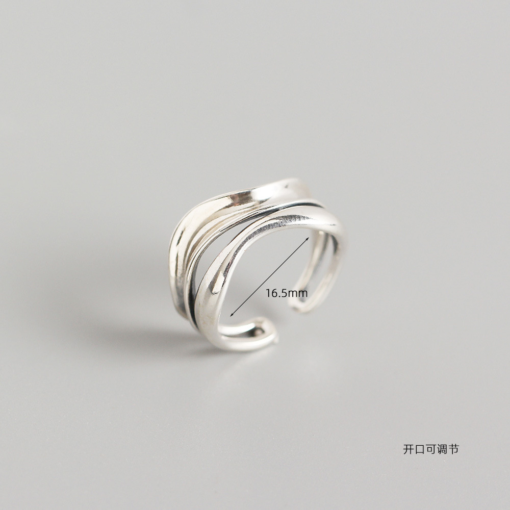 Japanese and Korean version of S925 sterling silver personality minimalist concave-convex double-lay
