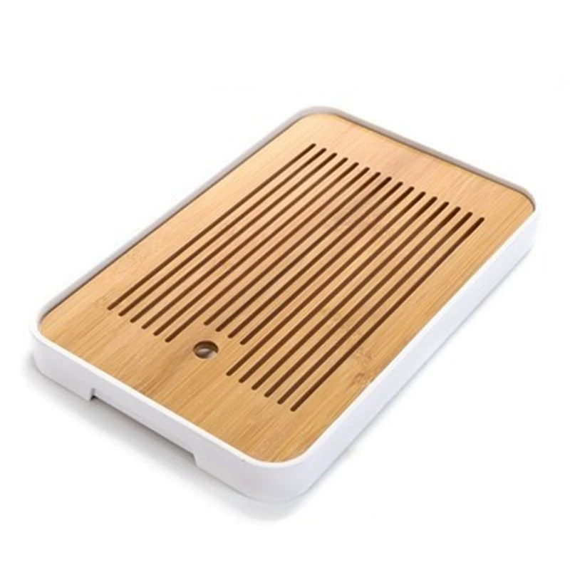 Bamboo Tea Tray, small square drain design, water-storage mini Kung Fu tea platform