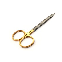 現貨不銹鋼金色手柄鑲片動寵物手術器械精細尿道剪造口工具直頭其