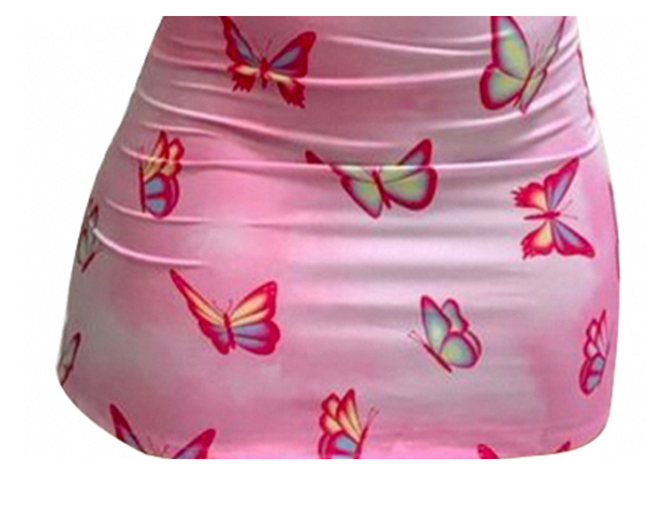 butterfly print sexy sling bag hip skirt two-piece NSXS36218