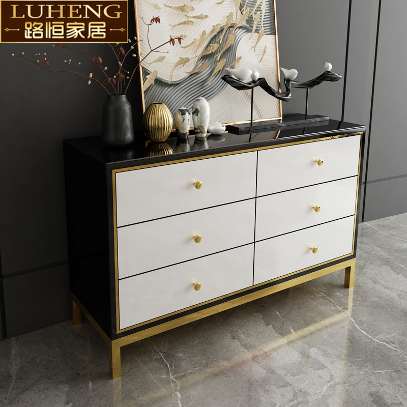 Bucket cabinet Postmodern Six Chest of Drawers Sideboard Between the Cabinet Office black and white Storage Bedroom cabinet Entrance cabinet Storage cabinet