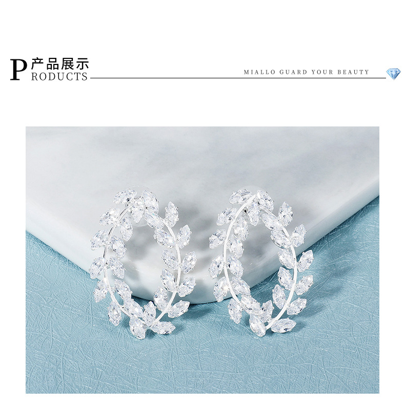 Fashion Olive Branch Earrings Zircon Daily Earrings Wholesale Nihaojewelry display picture 4