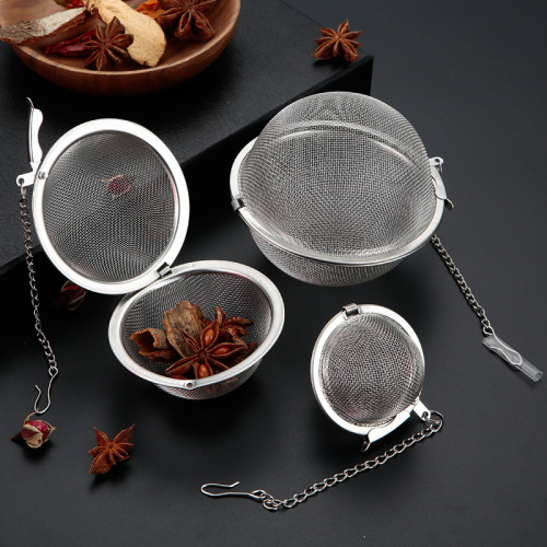 304 stainless steel filter mesh chain tea ball, kitchen small tool hot pot seasoning ball, soup broth dipping sauce flavoring ball
