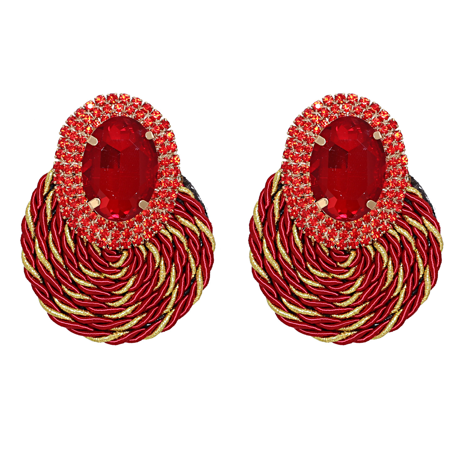 Korean New Fashion Wild Rhinestone Geometric Round Exaggerated Earrings display picture 14