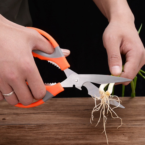 Household multifunctional scissors kitchen scissors special steel plastic grip chicken bone scissors can cut chicken, duck and fish