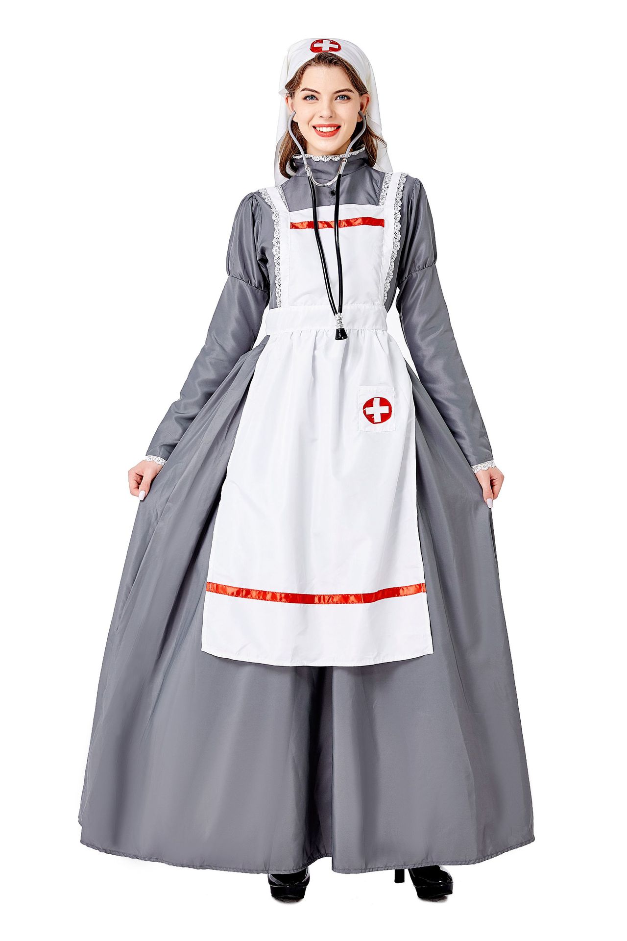 万圣节成人中世纪医护制服角色扮演护士服长裙 cosplay舞台演出服