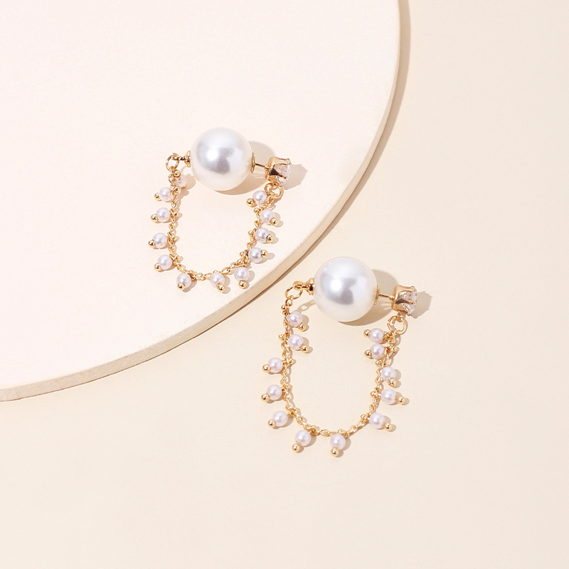 8g Weight Earrings Classification Wedding, Travel Occasion Women'S Gender Gold Color Korea's Designer Pearl Earrings High-end Sense Of Long Tassel Rhinestone Earrings Wholesale Nihaojewelry 5