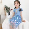 女童冰雪奇缘连衣裙夏女孩儿童爱莎裙子艾莎短袖女宝宝公主裙洋气|ms