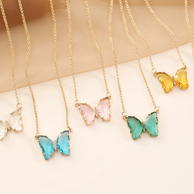 multicolor glass butterfly necklace
