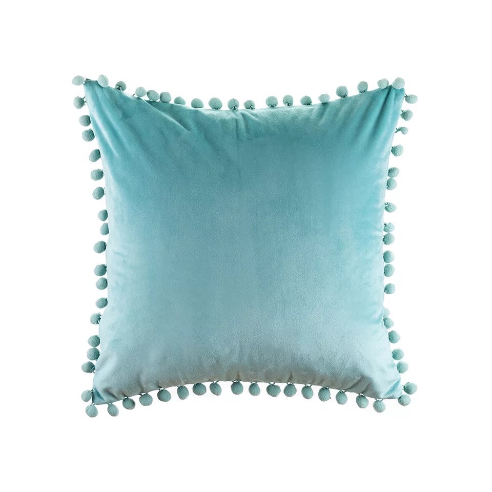 thumbnail image 1 of Throw Pillow Cases Pack de 2 acogedoras fundas de cojín de terciopelo suave teñido sólido para sofá decoración del hogar 18 x 18 pulgadas verde azulado, 1 of 4