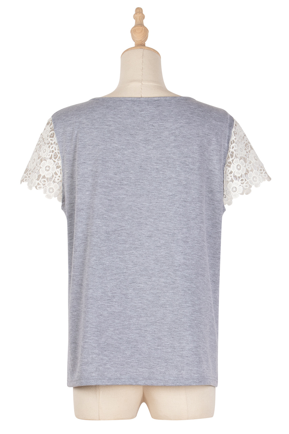 short-sleeved lace edge solid color t-shirt NSDF19808