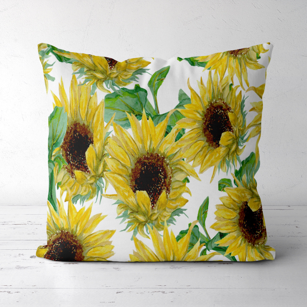 Cactus Sunflower Pillowcase Fabric Sofa Cushion Cover Home Pillowcase display picture 7